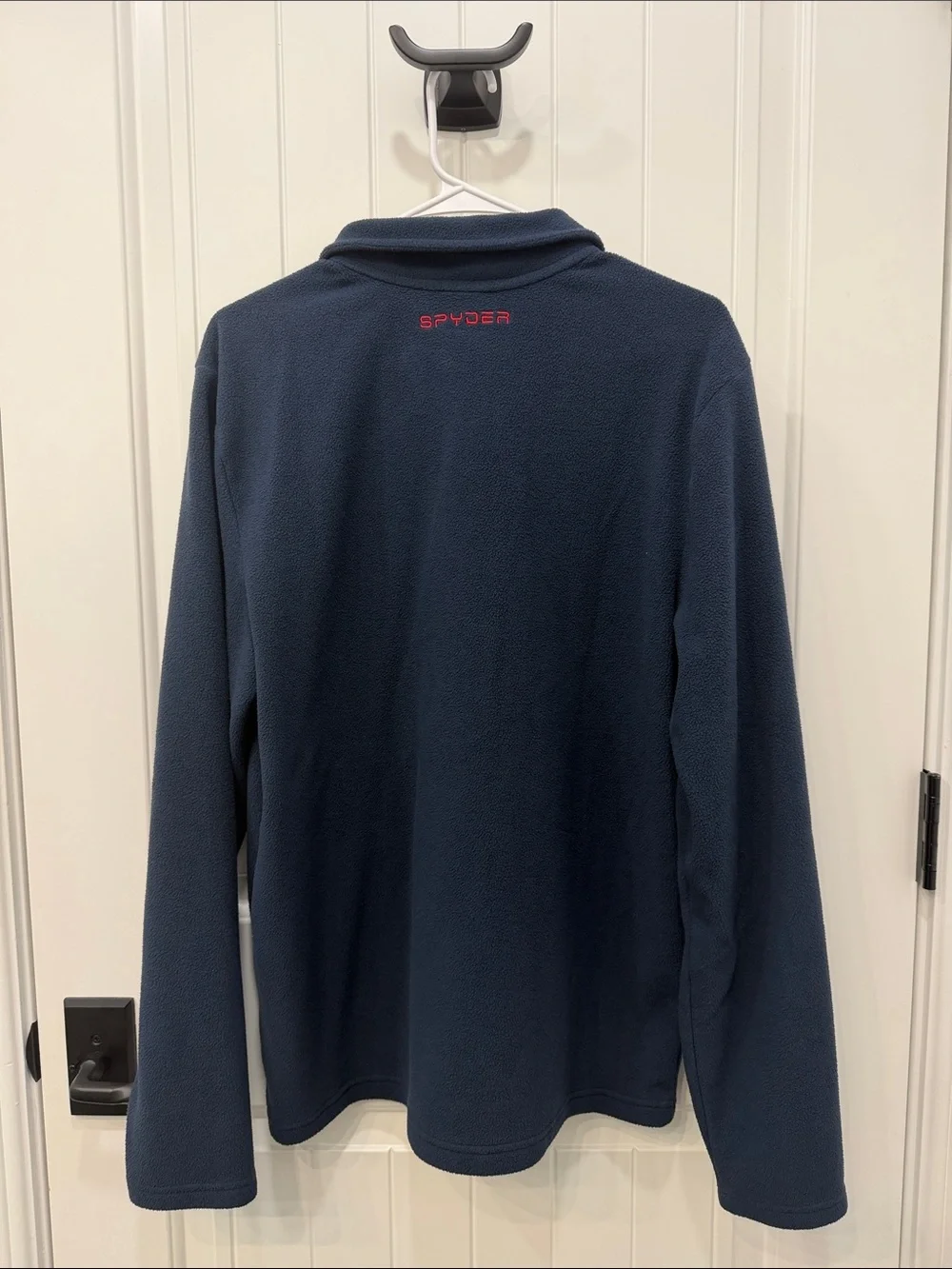 Spyder Men’s Navy Fleece Quarter-Zip Pullover with Red Accents
